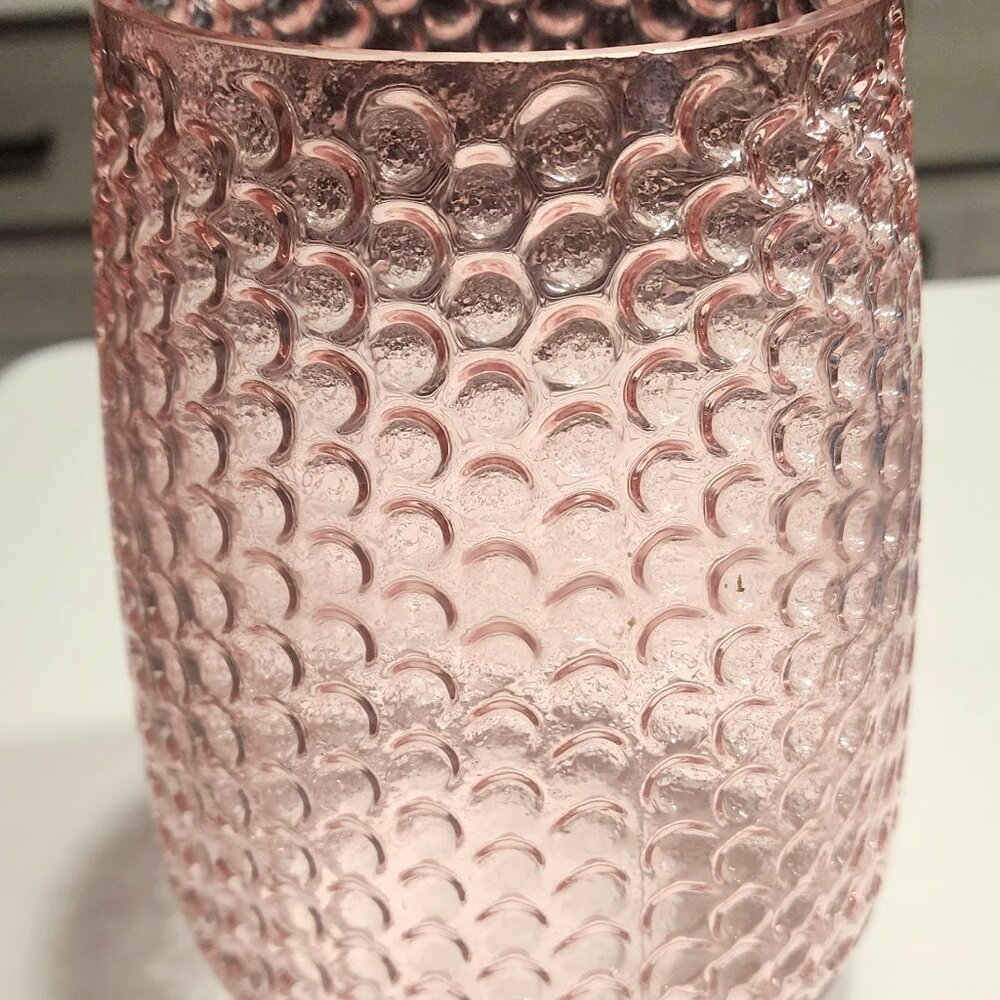VINTAGE HOBNAIL DPS XL DOTS PINK GLASS VASE 8"